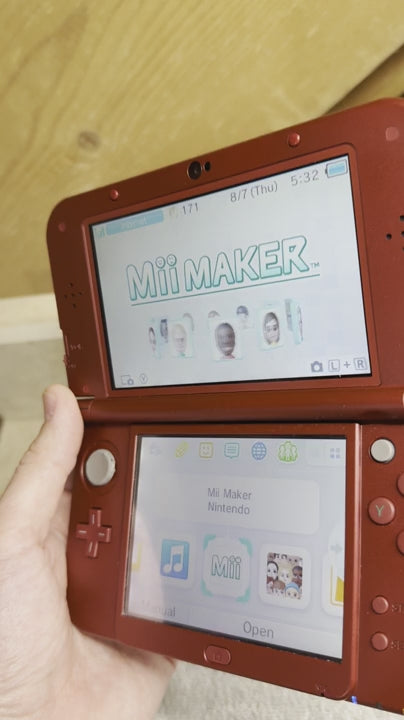 New Nintendo 3DS LL XL Metallic Red Console with Top IPS Screen - CIB