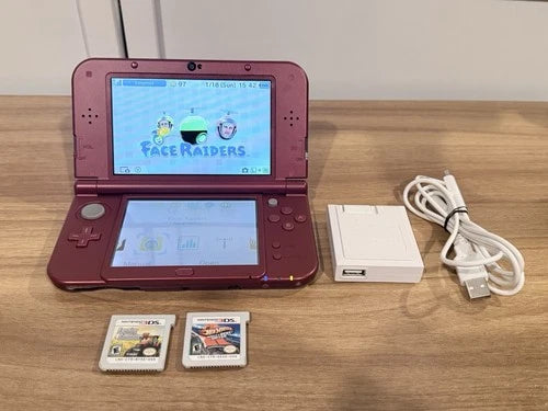 Nintendo New 3DS XL Handheld Console Red Top IPS - Tested Working CLEAN COND.